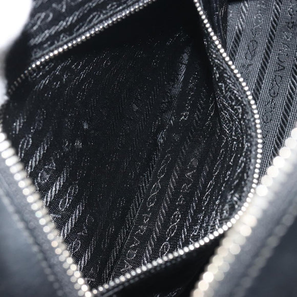 PRADA Hand Bag Nylon Leather Black Silver Auth am12218V
