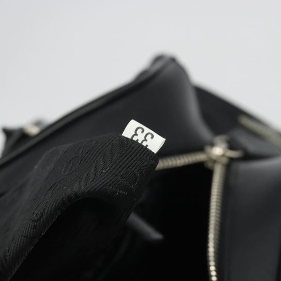PRADA Hand Bag Nylon Leather Black Silver Auth am12218V