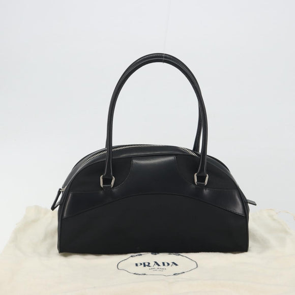 PRADA Hand Bag Nylon Leather Black Silver Auth am12218V
