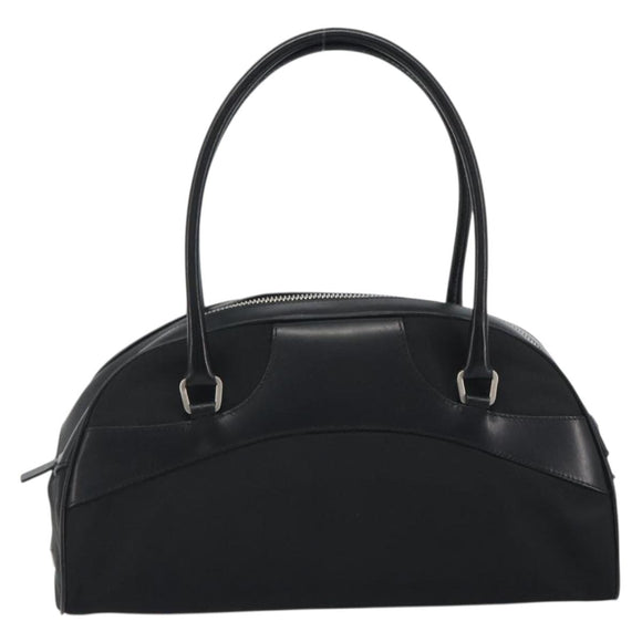 PRADA Hand Bag Nylon Leather Black Silver Auth am12218V