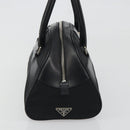 PRADA Hand Bag Nylon Leather Black Silver Auth am12218V-3