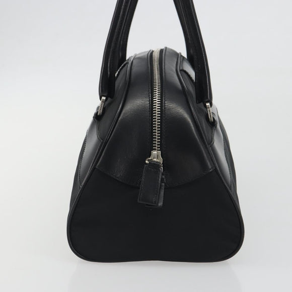 PRADA Hand Bag Nylon Leather Black Silver Auth am12218V