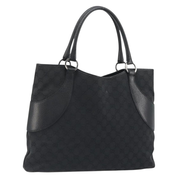 GUCCI GG Canvas Tote Bag Black Silver 113016 Auth am12219A