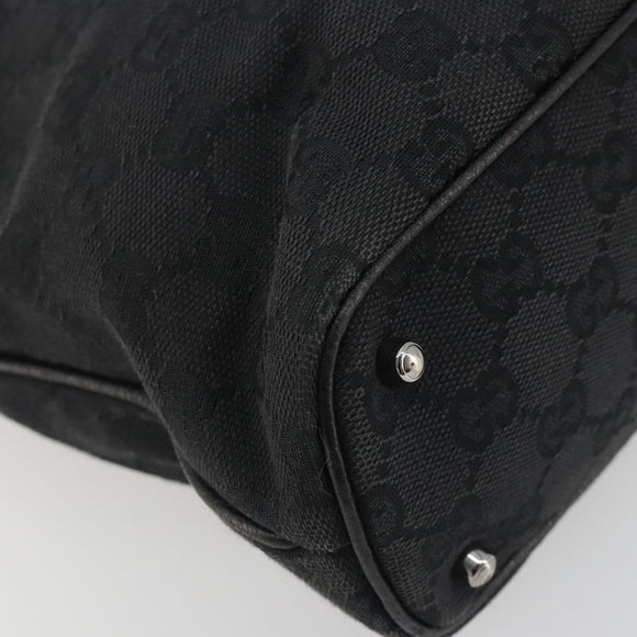 GUCCI GG Canvas Tote Bag Black Silver 113016 Auth am12219A