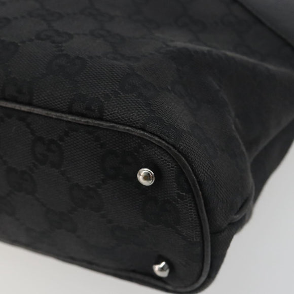 GUCCI GG Canvas Tote Bag Black Silver 113016 Auth am12219A