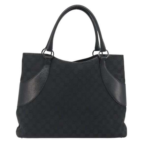 GUCCI GG Canvas Tote Bag Black Silver 113016 Auth am12219A