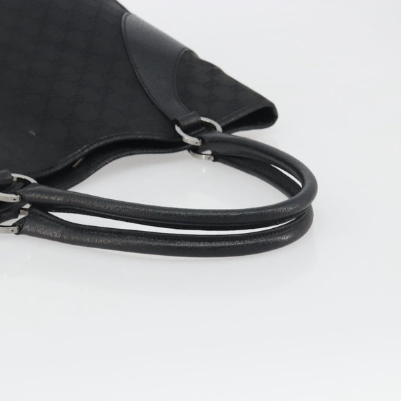 GUCCI GG Canvas Tote Bag Black Silver 113016 Auth am12219A
