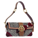Coach Soho One Belt Hand Bag Tweed Multicolor Gold Auth am12221V-1