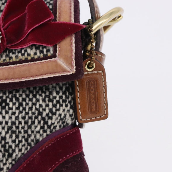 Coach Soho One Belt Hand Bag Tweed Multicolor Gold Auth am12221V