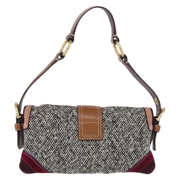 Coach Soho One Belt Hand Bag Tweed Multicolor Gold Auth am12221V