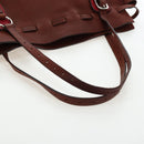 Miu Miu Tote Bag Leather Brown Silver Auth am12225V-10