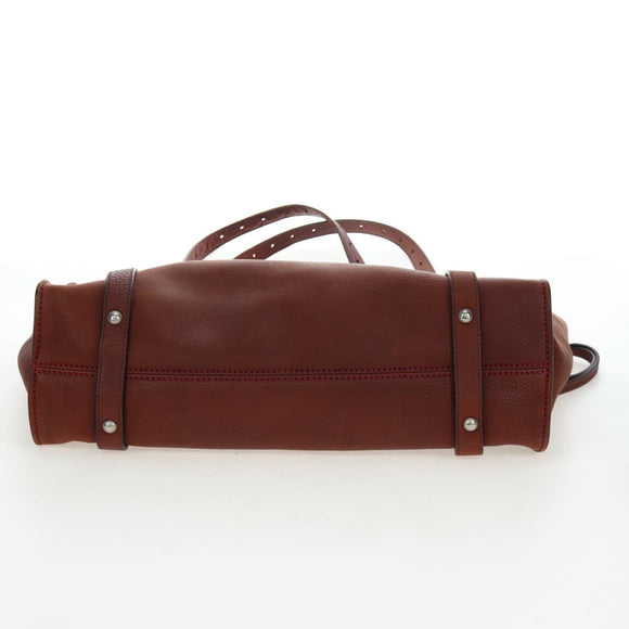 Miu Miu Tote Bag Leather Brown Silver Auth am12225V