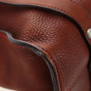Miu Miu Tote Bag Leather Brown Silver Auth am12225V-15