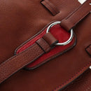 Miu Miu Tote Bag Leather Brown Silver Auth am12225V-17
