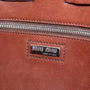 Miu Miu Tote Bag Leather Brown Silver Auth am12225V-20