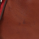 Miu Miu Tote Bag Leather Brown Silver Auth am12225V-3