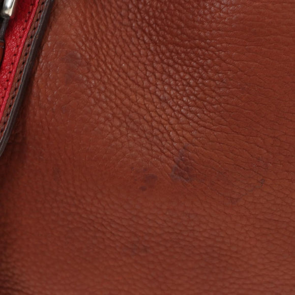 Miu Miu Tote Bag Leather Brown Silver Auth am12225V