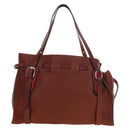 Miu Miu Tote Bag Leather Brown Silver Auth am12225V-4