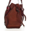 Miu Miu Tote Bag Leather Brown Silver Auth am12225V-5