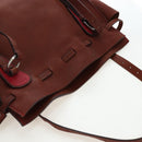 Miu Miu Tote Bag Leather Brown Silver Auth am12225V-9