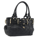 BURBERRY Hand Bag Leather Black Gold Auth am12226V-1
