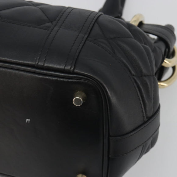 BURBERRY Hand Bag Leather Black Gold Auth am12226V