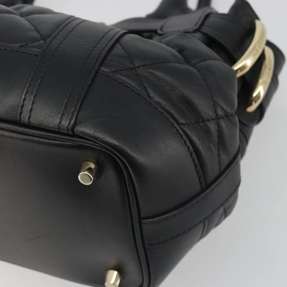 BURBERRY Hand Bag Leather Black Gold Auth am12226V