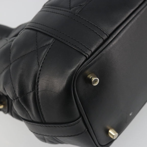 BURBERRY Hand Bag Leather Black Gold Auth am12226V