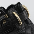 BURBERRY Hand Bag Leather Black Gold Auth am12226V-14