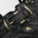 BURBERRY Hand Bag Leather Black Gold Auth am12226V-15