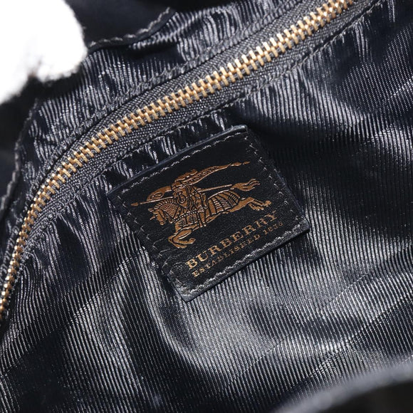 BURBERRY Hand Bag Leather Black Gold Auth am12226V