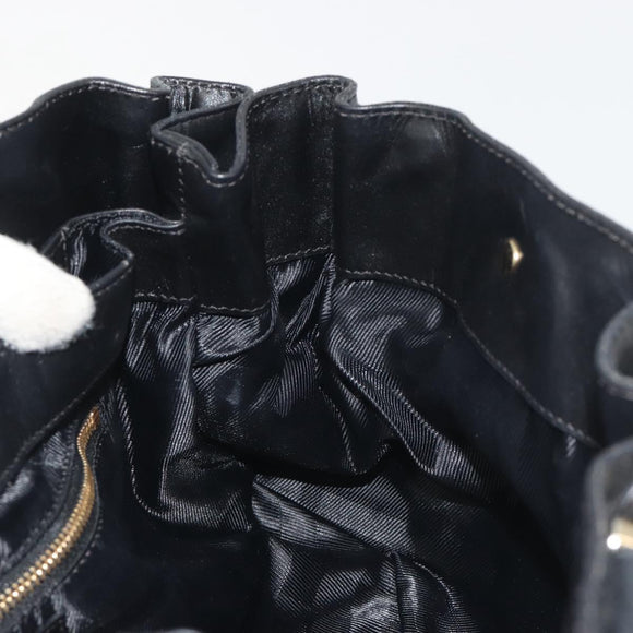 BURBERRY Hand Bag Leather Black Gold Auth am12226V
