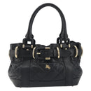 BURBERRY Hand Bag Leather Black Gold Auth am12226V-2