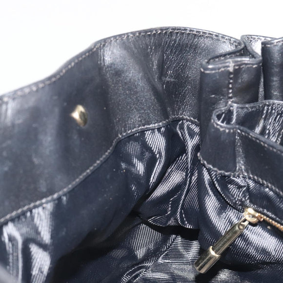 BURBERRY Hand Bag Leather Black Gold Auth am12226V