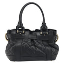 BURBERRY Hand Bag Leather Black Gold Auth am12226V-3