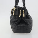 BURBERRY Hand Bag Leather Black Gold Auth am12226V-4