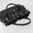 BURBERRY Hand Bag Leather Black Gold Auth am12226V-6
