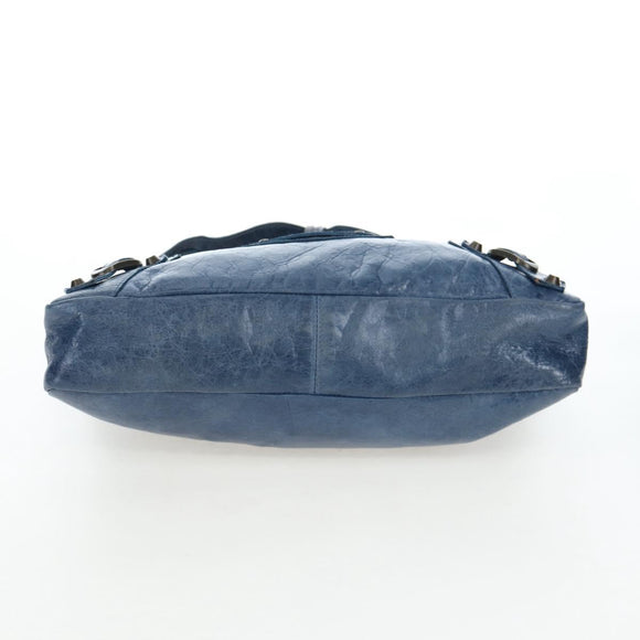 BALENCIAGA The First Hand Bag Leather 2way Blue Gold 103208 Auth am12227V