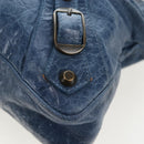 BALENCIAGA The First Hand Bag Leather 2way Blue Gold 103208 Auth am12227V-16