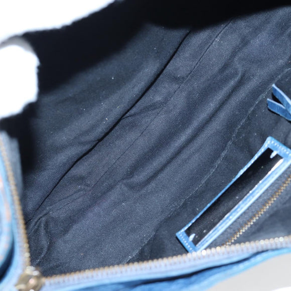 BALENCIAGA The First Hand Bag Leather 2way Blue Gold 103208 Auth am12227V