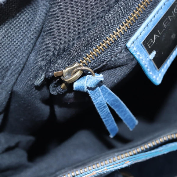 BALENCIAGA The First Hand Bag Leather 2way Blue Gold 103208 Auth am12227V