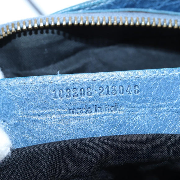 BALENCIAGA The First Hand Bag Leather 2way Blue Gold 103208 Auth am12227V