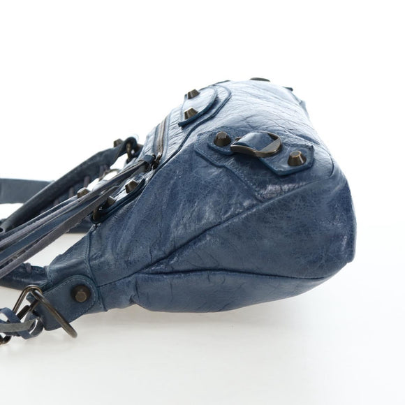 BALENCIAGA The First Hand Bag Leather 2way Blue Gold 103208 Auth am12227V