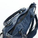 BALENCIAGA The First Hand Bag Leather 2way Blue Gold 103208 Auth am12227V-6