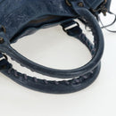 BALENCIAGA The First Hand Bag Leather 2way Blue Gold 103208 Auth am12227V-7