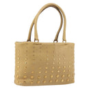 PRADA Studs Tote Bag Leather Beige Gold BN0181 Auth am12230V-1