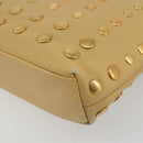 PRADA Studs Tote Bag Leather Beige Gold BN0181 Auth am12230V-12