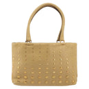 PRADA Studs Tote Bag Leather Beige Gold BN0181 Auth am12230V-2