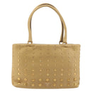 PRADA Studs Tote Bag Leather Beige Gold BN0181 Auth am12230V-3