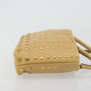 PRADA Studs Tote Bag Leather Beige Gold BN0181 Auth am12230V-4